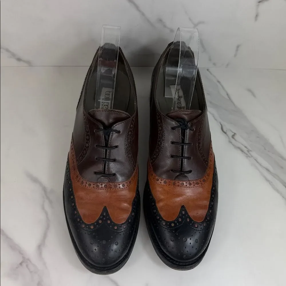 Botticelli Men’s Wingtip Oxfords Tri Tone Leather Brogues IT 39 US 6.5